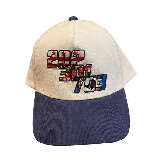 DMV White/Navy Corduroy Hat