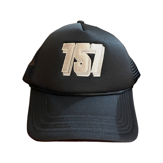 757 Black and White Trucker